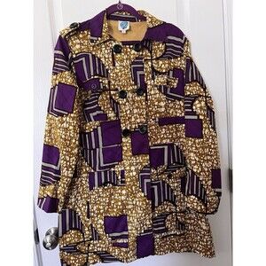 Women’s African Print Inspired Mid Length Jacket Size XL